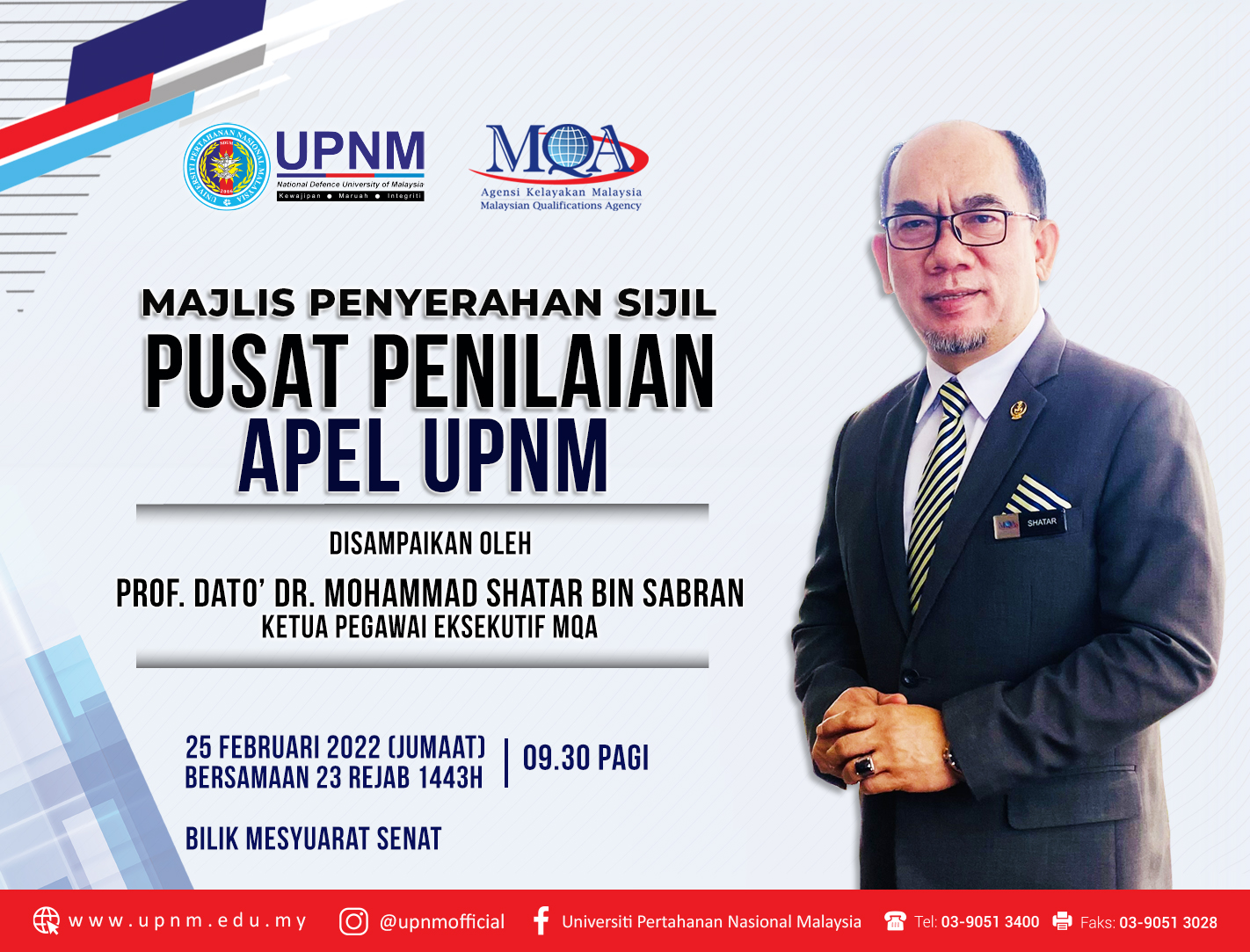 Majlis Penyerahan Sijil Pusat Penilaian APEL oleh Ketua Pegawai Eksekutif MQA